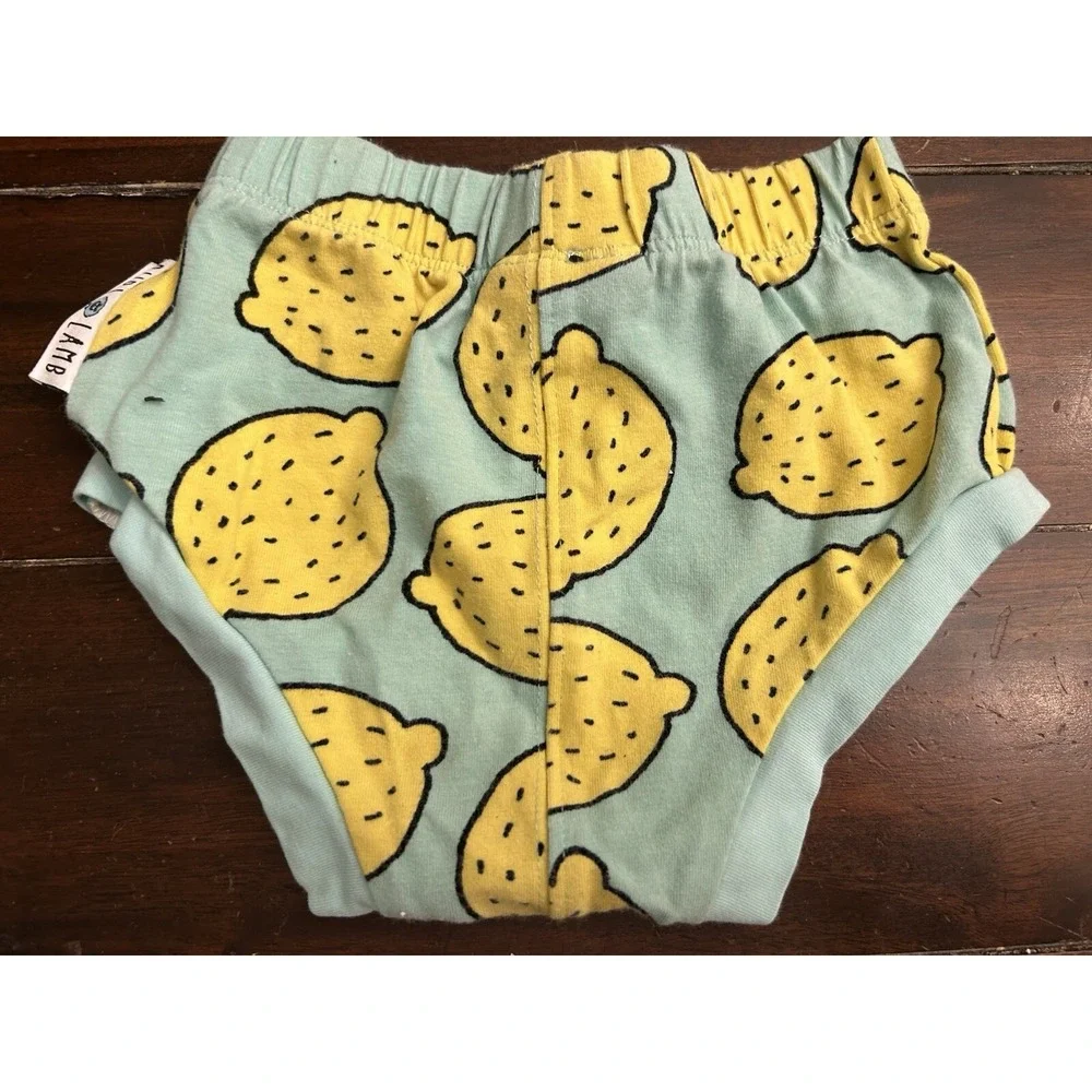 Purl Lamb Lemon Diaper Cover Shorts 12-18 Months Summer Cotton
